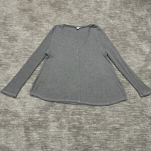 Sundance Sweater Womens XL Gray Tunic Ribbed Waffle Knit Lightweight